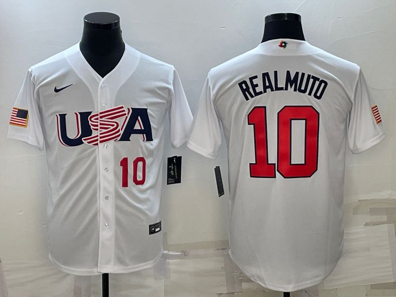 Men 2023 World Cub USA #10 Realmuto White Nike MLB Jersey18->more jerseys->MLB Jersey